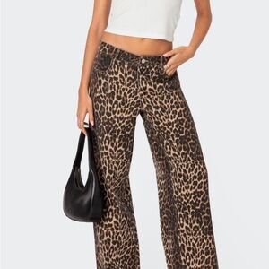 Leopard Print Wide-Leg Pants
